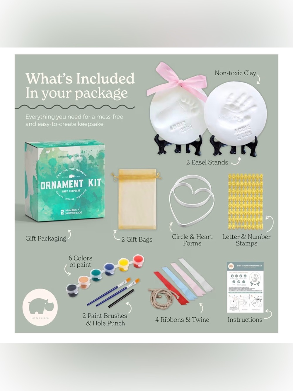 NWT Handprint & Footprint Ornament Kit for Kids by (brand) - White Keepsake Set